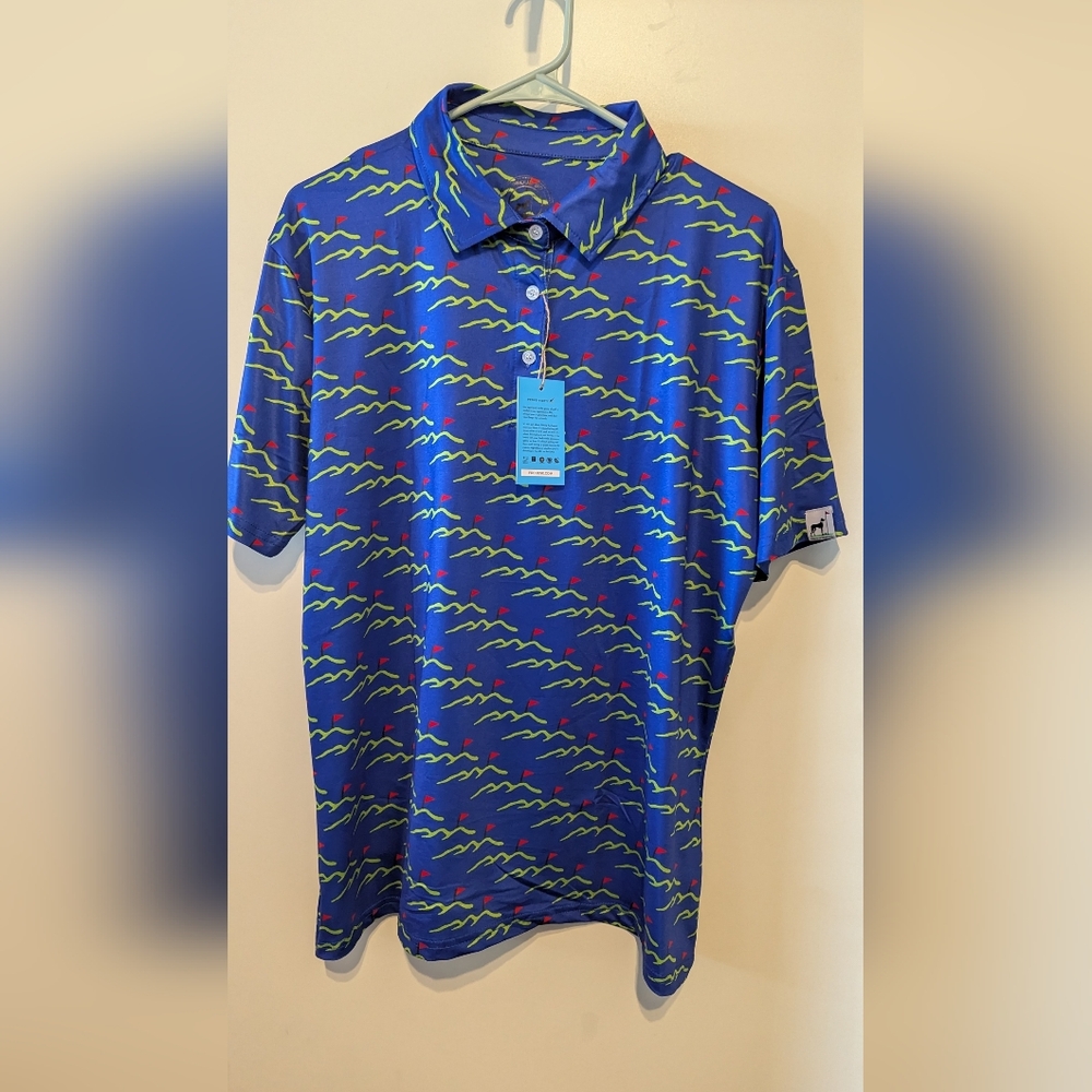 Proud Ninety 90 Shirt Polo Golf Pickball Women's L NWT Berms With Flags UPF  30